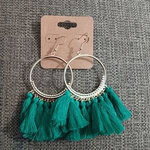 Bohemian Tassel Summer earrings in Green